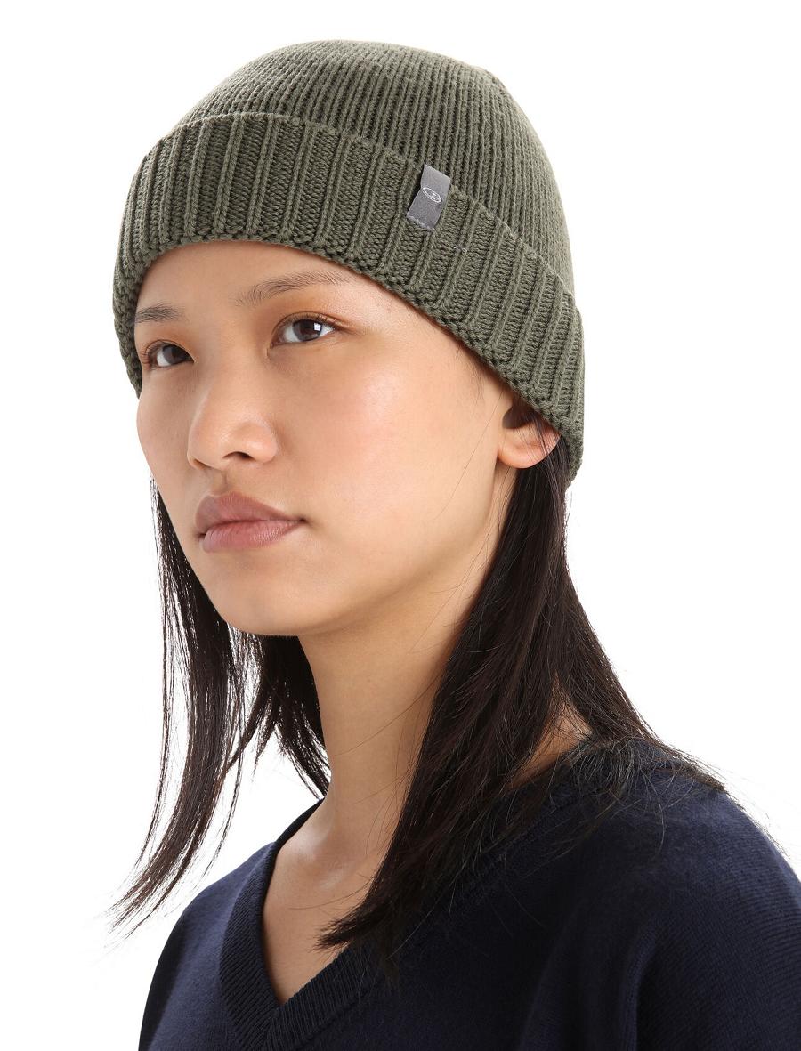 Czapki Icebreaker Unisex Merino Vela Cuff Beanie Męskie Oliwkowe | PL 1858OKIR